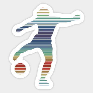 Retro Footballer In 80s Rainbow Colors Sticker